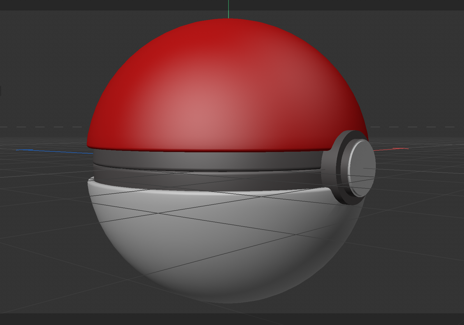 Poké Ball reference and Cinema 4D modeling process.