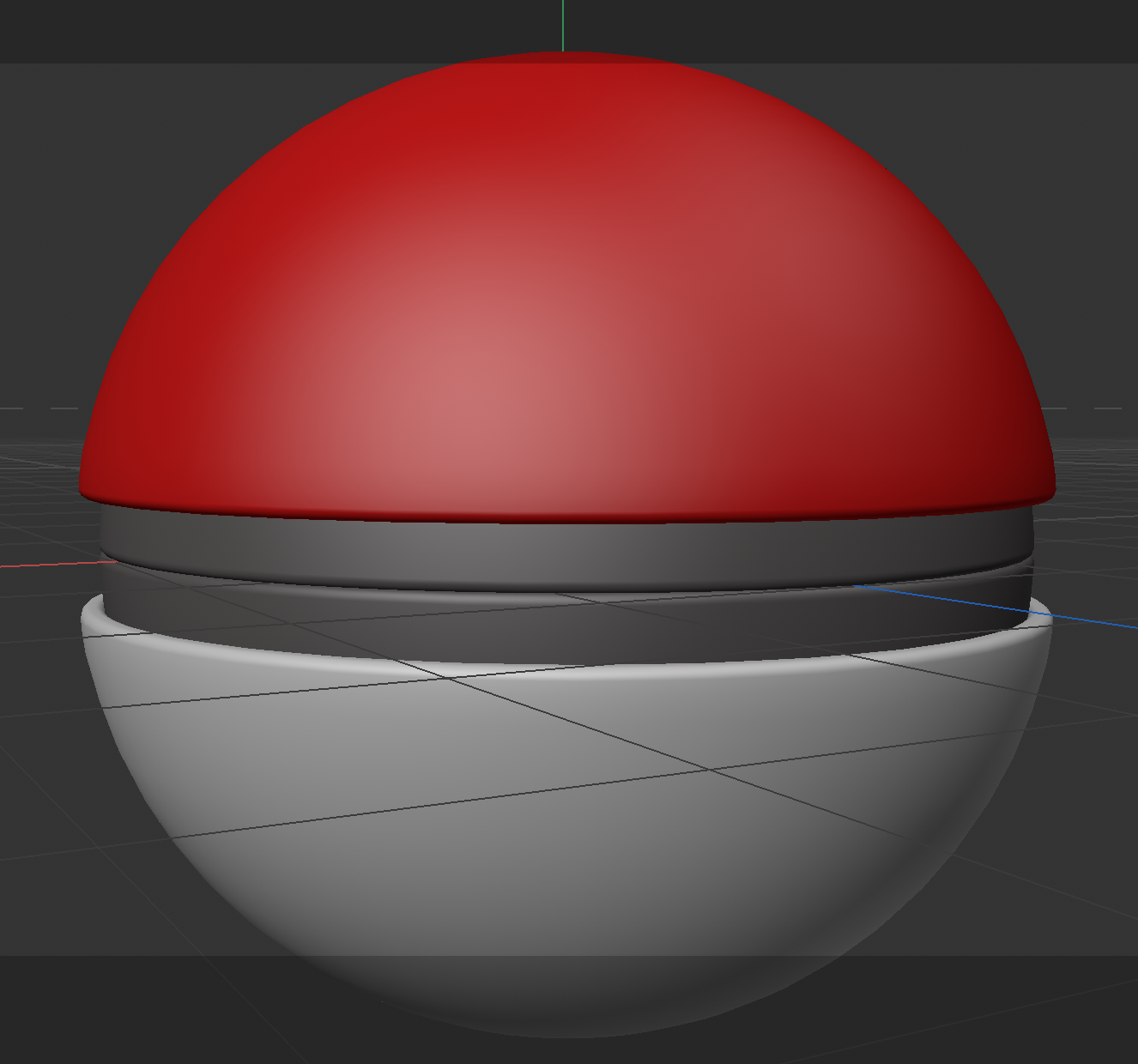Poké Ball reference and Cinema 4D modeling process.