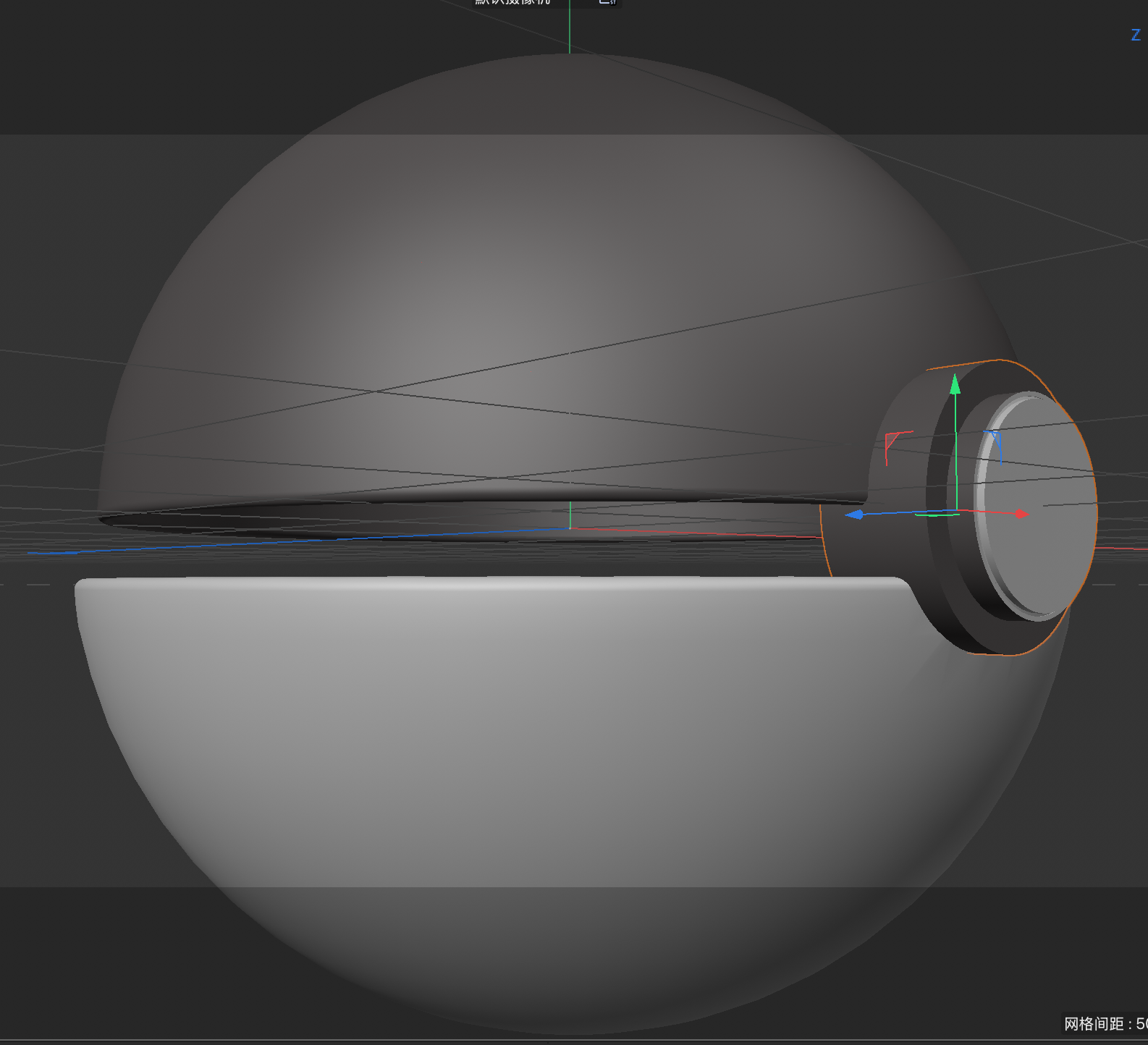 Poké Ball reference and Cinema 4D modeling process.